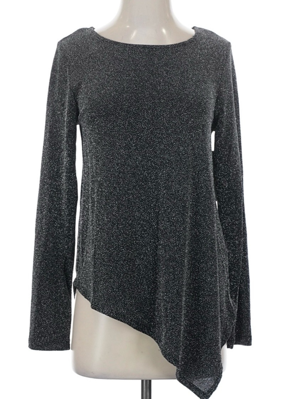 Karen Kane Black Sparkle Asymmetrical Long-Sleeve Top